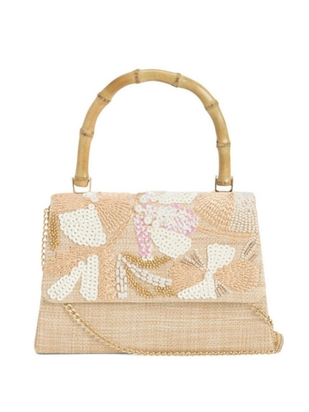 New With Tags HAUTE HIPPIE Small Boho Beaded Sequin Natural Linen Purse Clutch - Picture 2 of 16